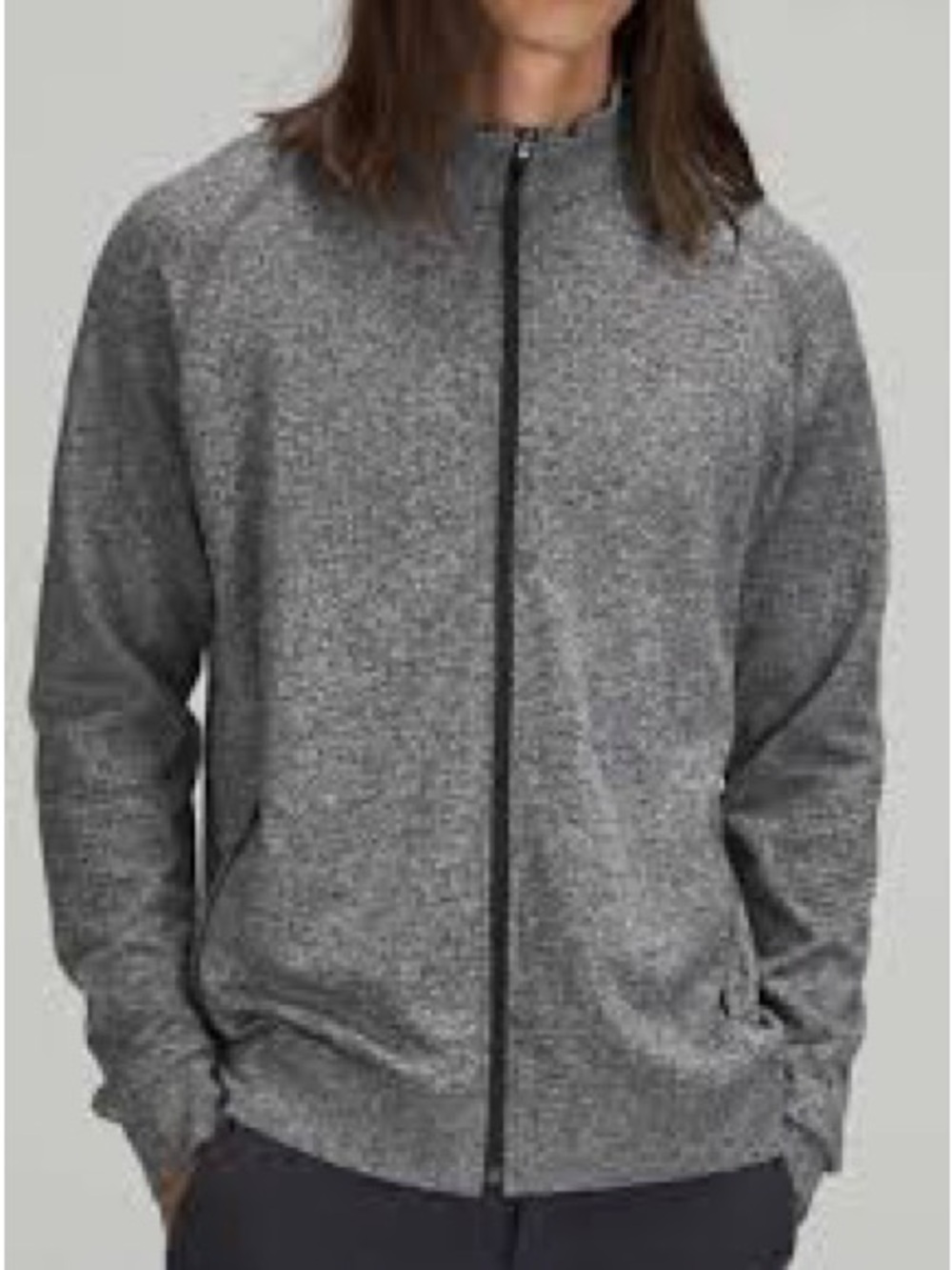 lululemon athletica Men's Heather Gray Full-Zip Sweater Jacket 1090